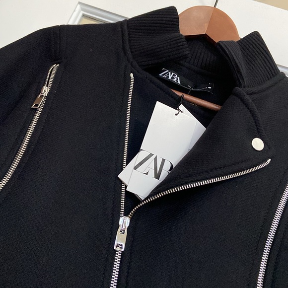 ZARA Manteco 75% Italian wool biker jacket - Picture 4 of 12